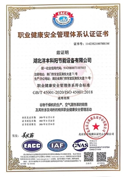 職業健（jiàn）康安全管理體係認證證書